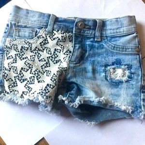 Girls Light Wash forth of July Jean Shorts size 6